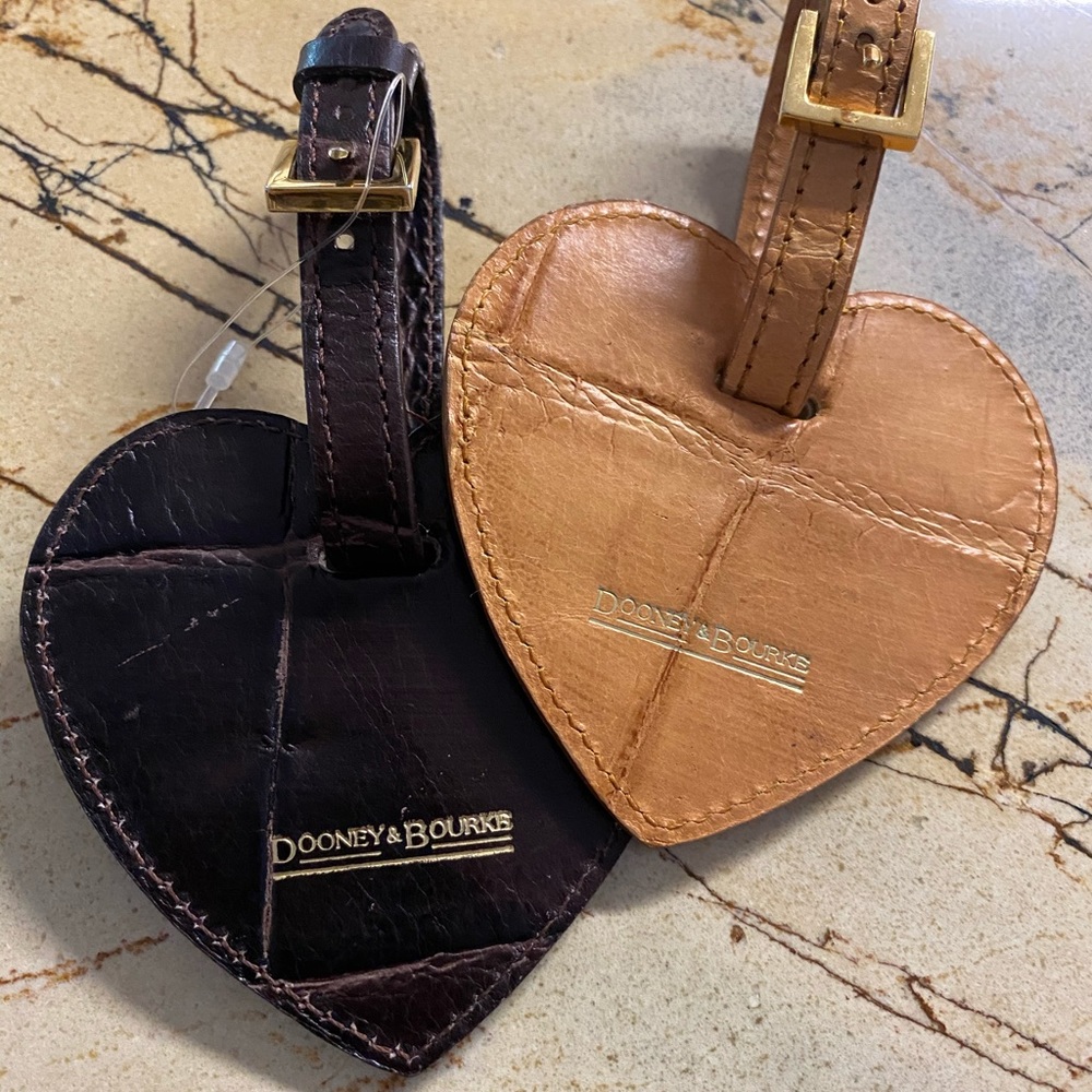 Dooney and Bourke Croc Leather Heart Luggage Tags